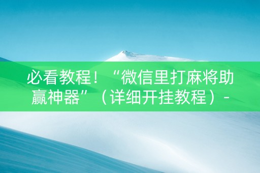 必看教程！“微信里打麻将助赢神器”（详细开挂教程）-哔哩哔哩