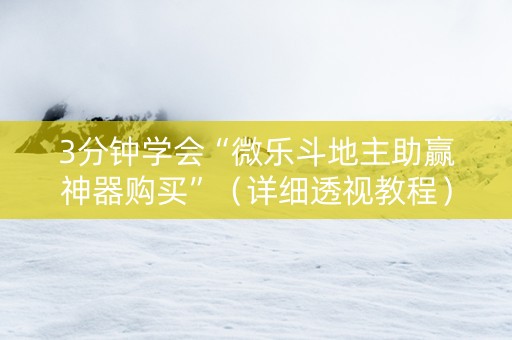 3分钟学会“微乐斗地主助赢神器购买”（详细透视教程）-哔哩哔哩