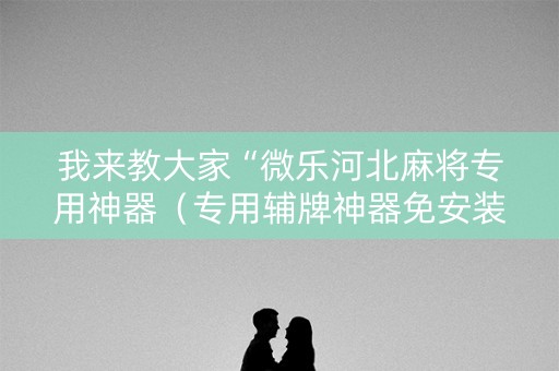 我来教大家“微乐河北麻将专用神器（专用辅牌神器免安装）