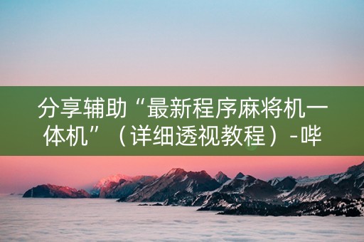 分享辅助“最新程序麻将机一体机”（详细透视教程）-哔哩哔哩