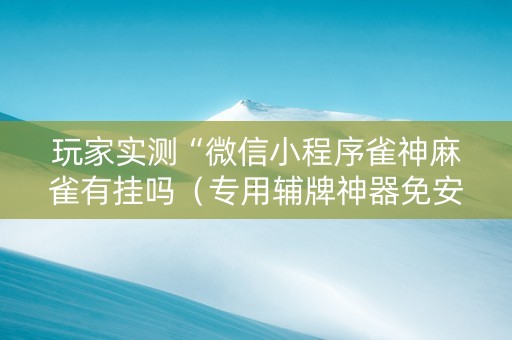 玩家实测“微信小程序雀神麻雀有挂吗（专用辅牌神器免安装）