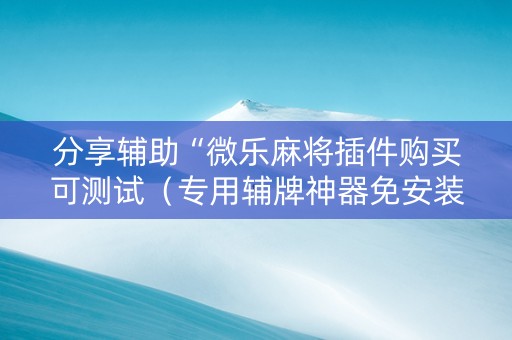 分享辅助“微乐麻将插件购买可测试（专用辅牌神器免安装）