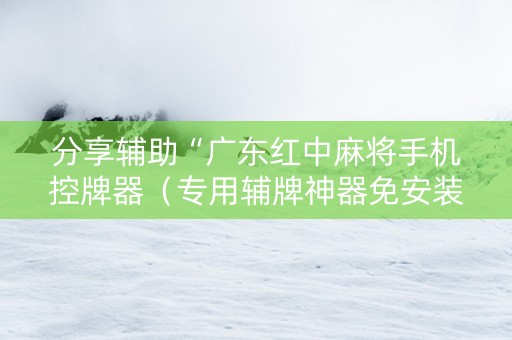 分享辅助“广东红中麻将手机控牌器（专用辅牌神器免安装）
