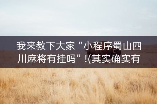 我来教下大家“小程序蜀山四川麻将有挂吗”!(其实确实有挂)-知乎