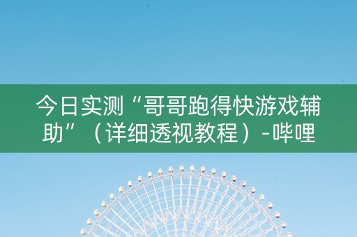 今日实测“哥哥跑得快游戏辅助”（详细透视教程）-哔哩哔哩