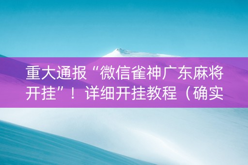 重大通报“微信雀神广东麻将开挂”！详细开挂教程（确实真的有挂)-知乎