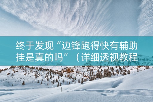 终于发现“边锋跑得快有辅助挂是真的吗”（详细透视教程）-哔哩哔哩