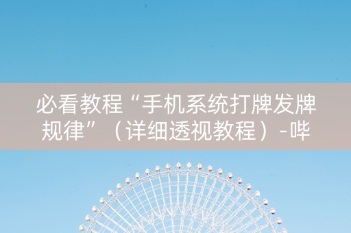 必看教程“手机系统打牌发牌规律”（详细透视教程）-哔哩哔哩