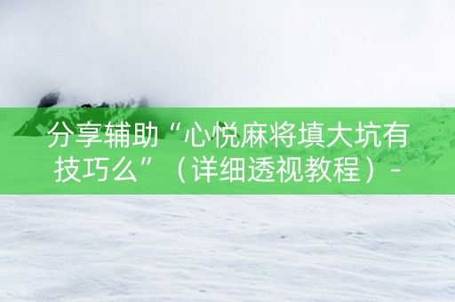 分享辅助“心悦麻将填大坑有技巧么”（详细透视教程）-哔哩哔哩