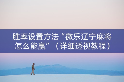 胜率设置方法“微乐辽宁麻将怎么能赢”（详细透视教程）-哔哩哔哩