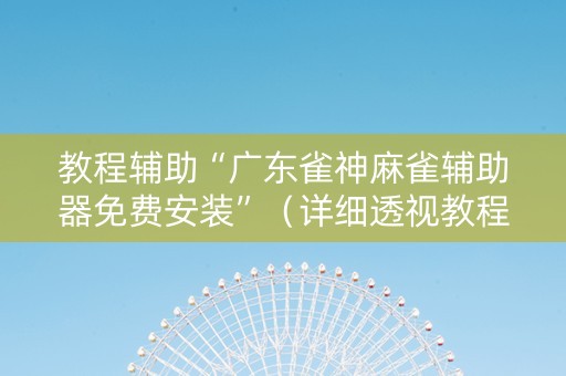 教程辅助“广东雀神麻雀辅助器免费安装”（详细透视教程）-哔哩哔哩