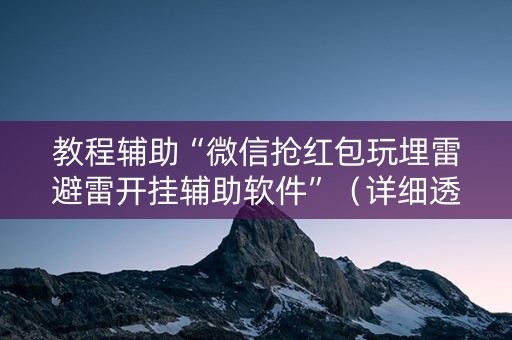 教程辅助“微信抢红包玩埋雷避雷开挂辅助软件”（详细透视教程）-哔哩哔哩