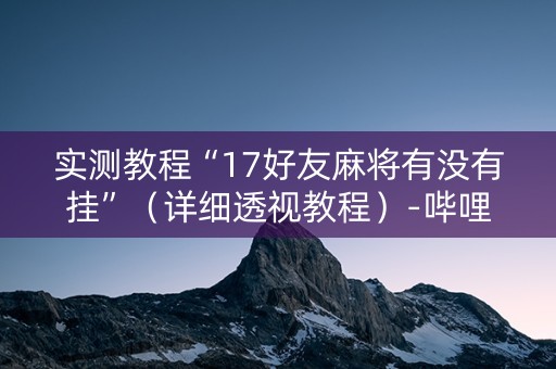 实测教程“17好友麻将有没有挂”（详细透视教程）-哔哩哔哩