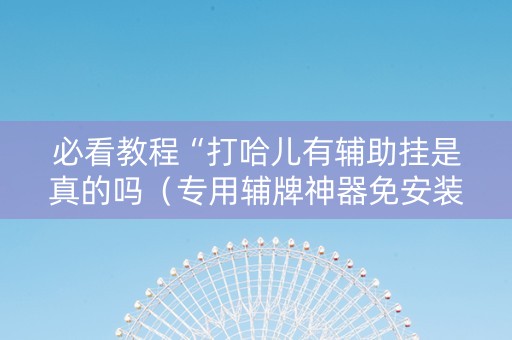 必看教程“打哈儿有辅助挂是真的吗（专用辅牌神器免安装）