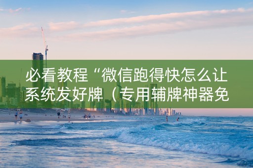 必看教程“微信跑得快怎么让系统发好牌（专用辅牌神器免安装）