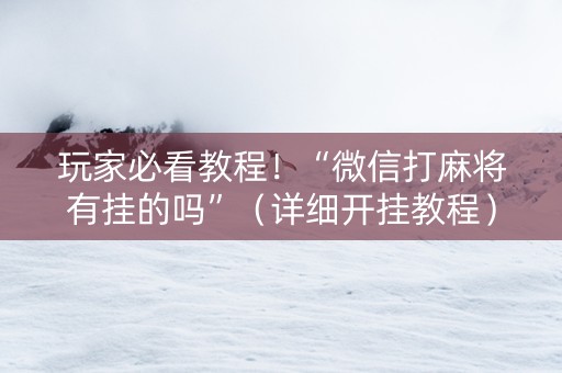 玩家必看教程！“微信打麻将有挂的吗”（详细开挂教程）-哔哩哔哩