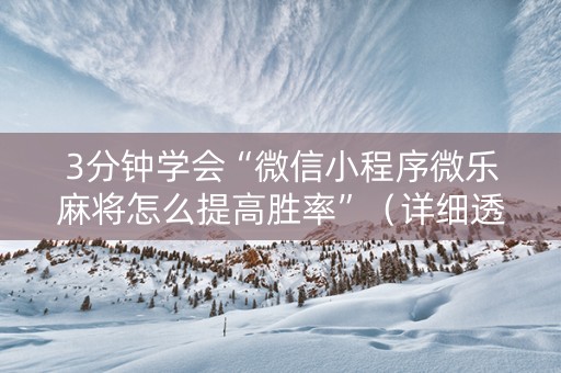 3分钟学会“微信小程序微乐麻将怎么提高胜率”（详细透视教程）-哔哩哔哩