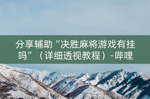 分享辅助“决胜麻将游戏有挂吗”（详细透视教程）-哔哩哔哩