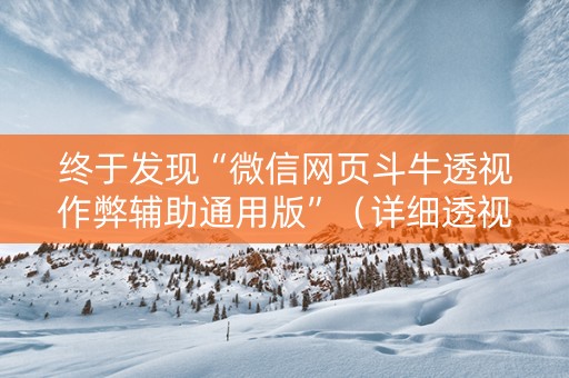 终于发现“微信网页斗牛透视作弊辅助通用版”（详细透视教程）-哔哩哔哩