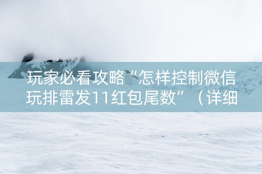 玩家必看攻略“怎样控制微信玩排雷发11红包尾数”（详细透视教程）-哔哩哔哩