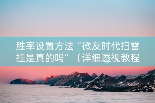 胜率设置方法“微友时代扫雷挂是真的吗”（详细透视教程）-哔哩哔哩