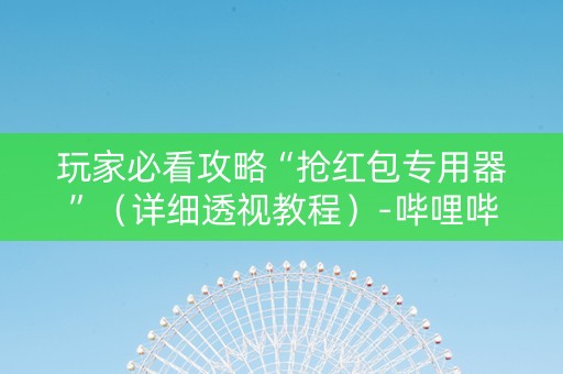 玩家必看攻略“抢红包专用器”（详细透视教程）-哔哩哔哩