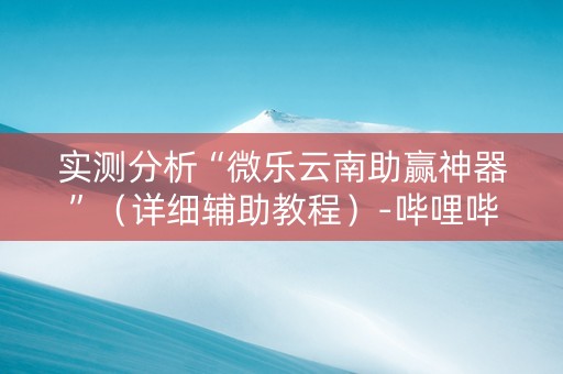 实测分析“微乐云南助赢神器”（详细辅助教程）-哔哩哔哩