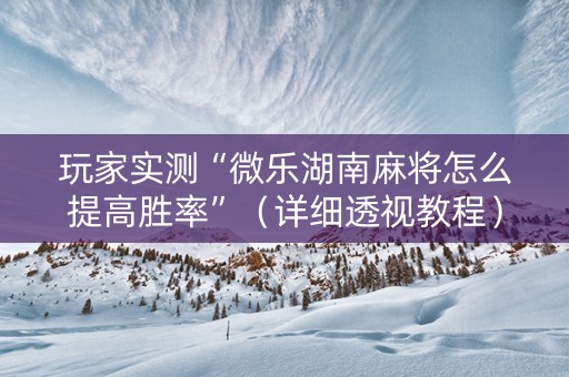 玩家实测“微乐湖南麻将怎么提高胜率”（详细透视教程）-哔哩哔哩