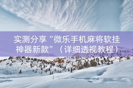 实测分享“微乐手机麻将软挂神器新款”（详细透视教程）-哔哩哔哩