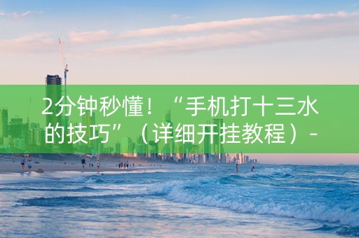 2分钟秒懂！“手机打十三水的技巧”（详细开挂教程）-哔哩哔哩