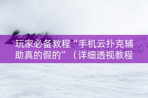 玩家必备教程“手机云扑克辅助真的假的”（详细透视教程）-哔哩哔哩