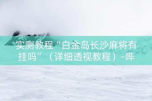 实测教程“白金岛长沙麻将有挂吗”（详细透视教程）-哔哩哔哩