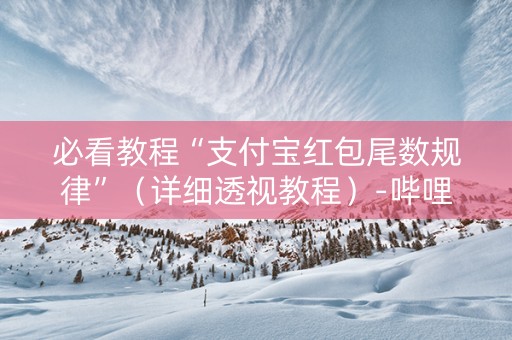 必看教程“支付宝红包尾数规律”（详细透视教程）-哔哩哔哩