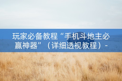 玩家必备教程“手机斗地主必赢神器”（详细透视教程）-哔哩哔哩