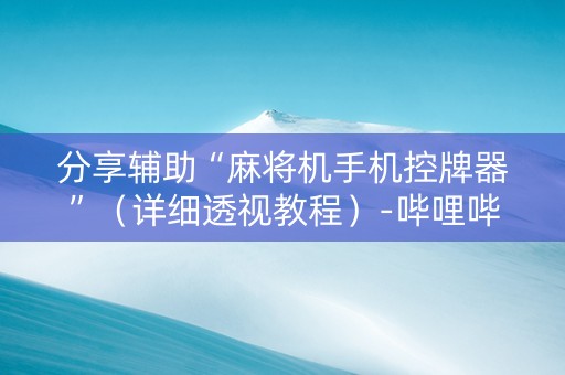 分享辅助“麻将机手机控牌器”（详细透视教程）-哔哩哔哩