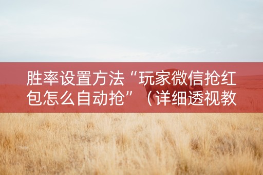 胜率设置方法“玩家微信抢红包怎么自动抢”（详细透视教程）-哔哩哔哩