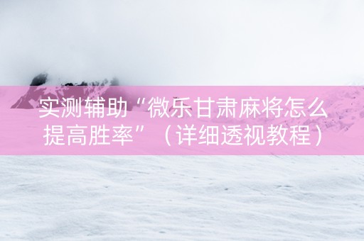实测辅助“微乐甘肃麻将怎么提高胜率”（详细透视教程）-哔哩哔哩