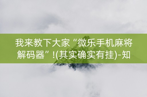 我来教下大家“微乐手机麻将解码器”!(其实确实有挂)-知乎