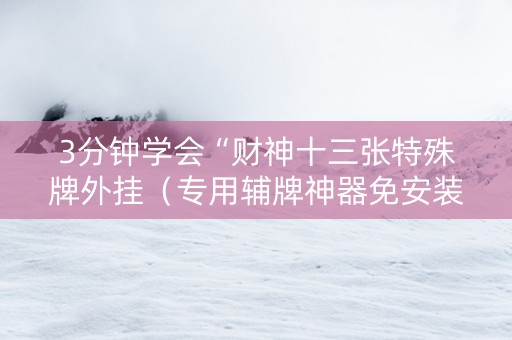 3分钟学会“财神十三张特殊牌外挂（专用辅牌神器免安装）