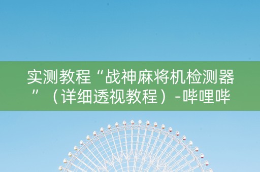 实测教程“战神麻将机检测器”（详细透视教程）-哔哩哔哩