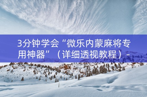3分钟学会“微乐内蒙麻将专用神器”（详细透视教程）-哔哩哔哩