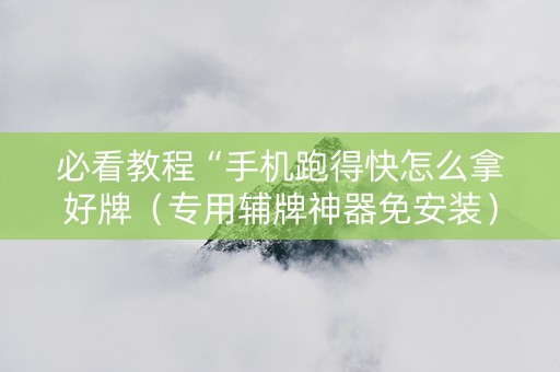 必看教程“手机跑得快怎么拿好牌（专用辅牌神器免安装）