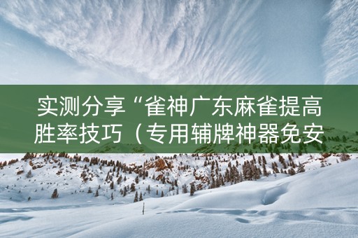 实测分享“雀神广东麻雀提高胜率技巧（专用辅牌神器免安装）