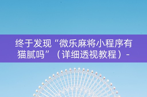 终于发现“微乐麻将小程序有猫腻吗”（详细透视教程）-哔哩哔哩