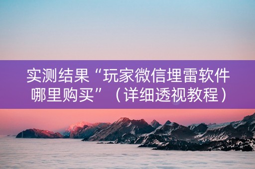 实测结果“玩家微信埋雷软件哪里购买”（详细透视教程）-哔哩哔哩
