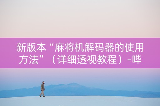 新版本“麻将机解码器的使用方法”（详细透视教程）-哔哩哔哩