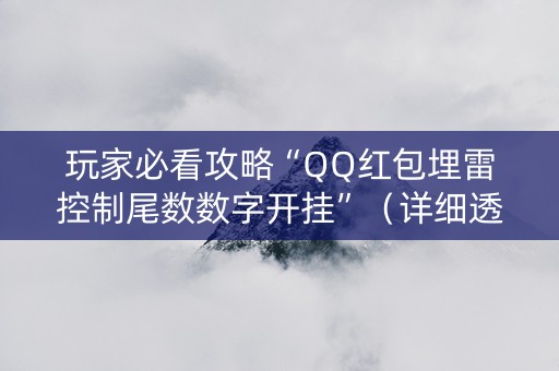 玩家必看攻略“QQ红包埋雷控制尾数数字开挂”（详细透视教程）-哔哩哔哩