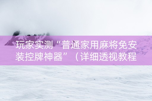 玩家实测“普通家用麻将免安装控牌神器”（详细透视教程）-哔哩哔哩