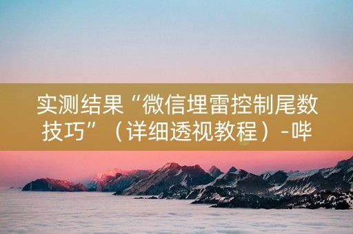 实测结果“微信埋雷控制尾数技巧”（详细透视教程）-哔哩哔哩