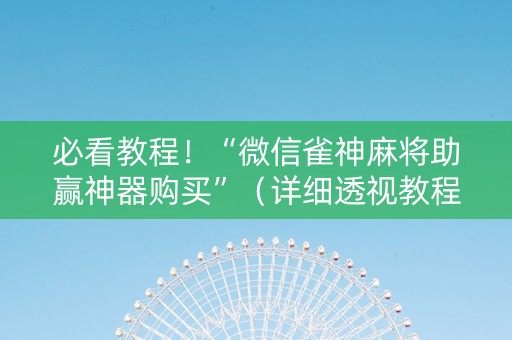 必看教程！“微信雀神麻将助赢神器购买”（详细透视教程）-哔哩哔哩